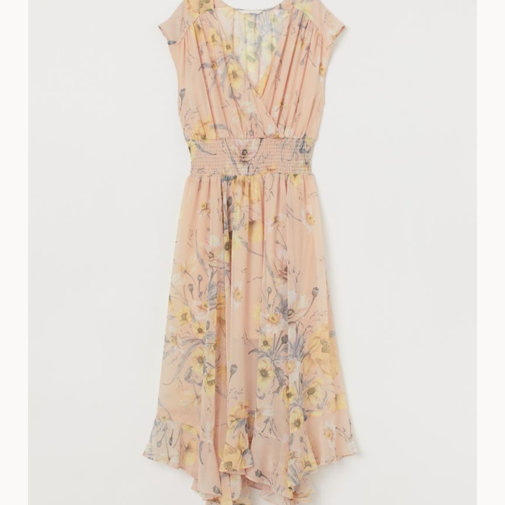 H&M Dress with Smocking light beige floral dress